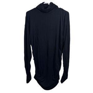 Soft Surroundings Black Turtle Neck Tunic Length Ruched Side Long Sleeve Shirt